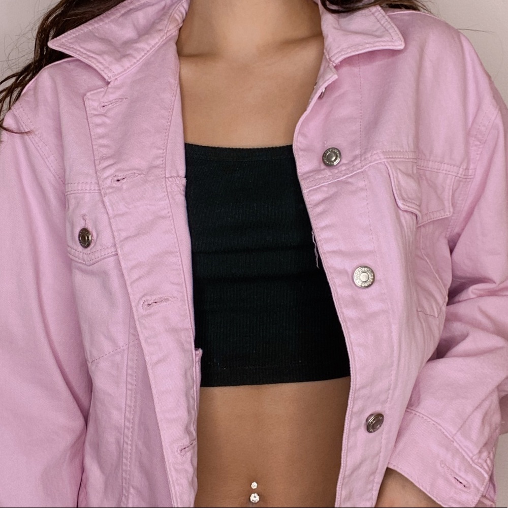 TOPSHOP hot pink a bit oversized denim jacket